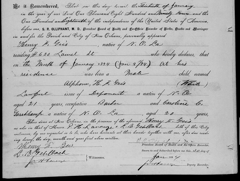 File:1884 Birth Cirtificate Alphonse HF Geis.jpg