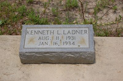 Headstone for Kenneth Lavern Ladner in the Bayou La Croix Cemetery.